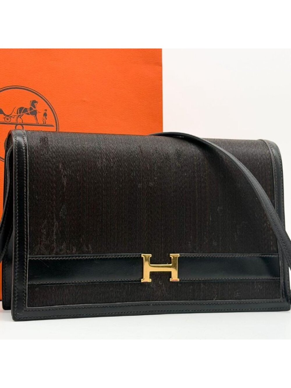 Hermes Annie Horsehair Shoulder Bag Vintage Leather